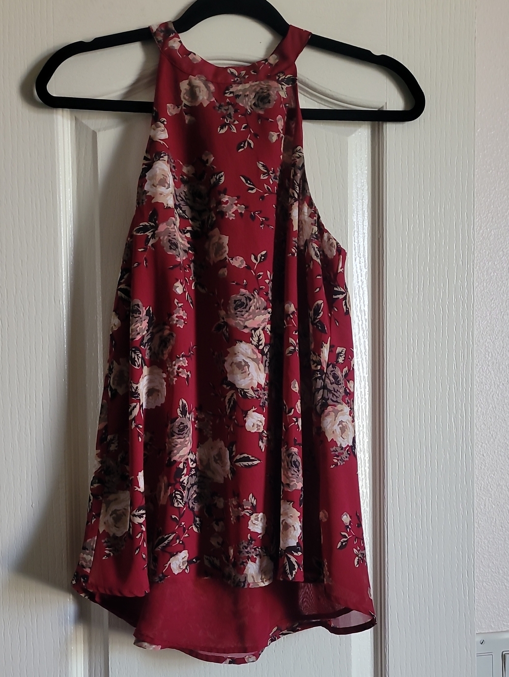 Women's Floral High-Neck Maroon Swing Tank